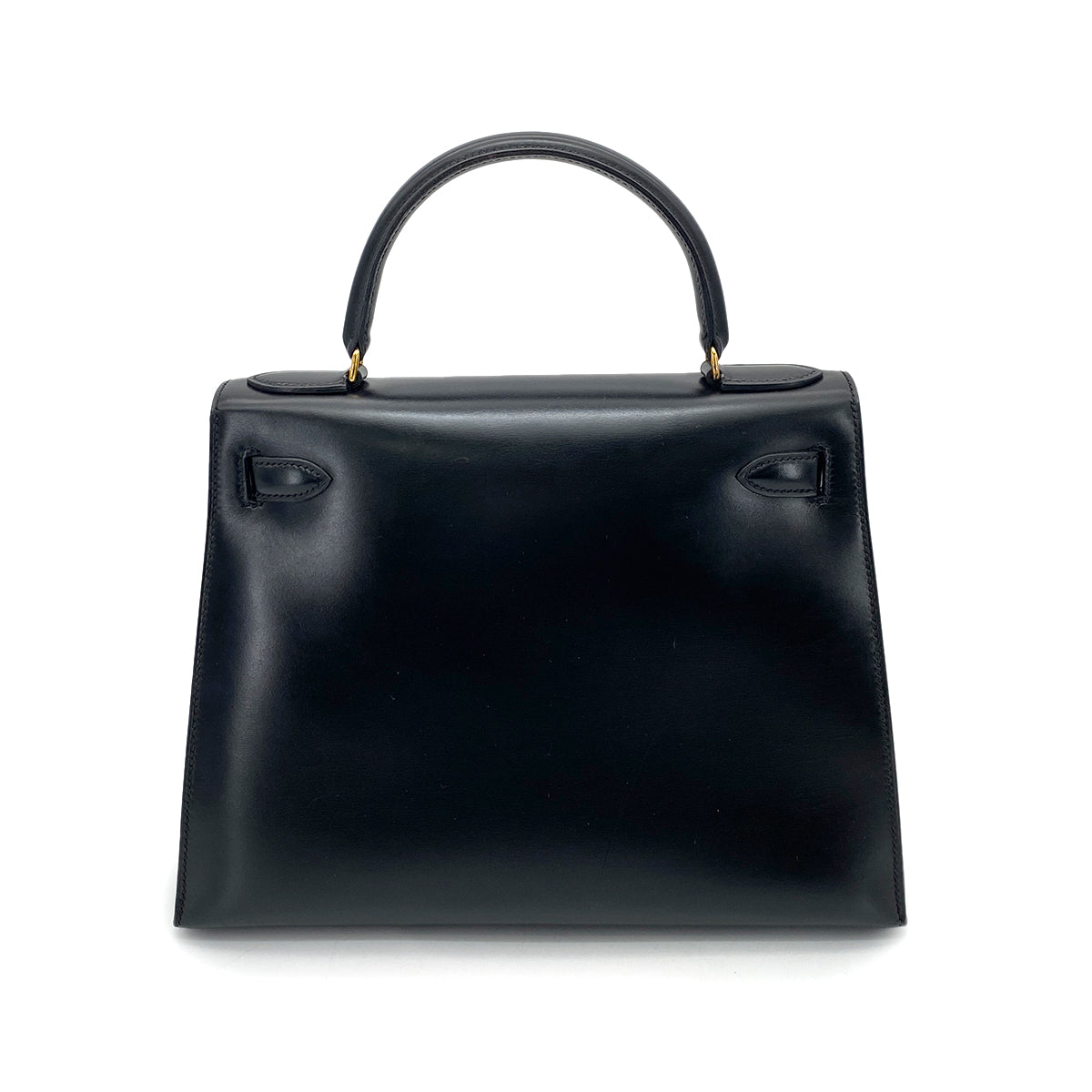 HERMES KELLY 28 SELLIER BLACK BOXCALF HAND SHOULDER BAG 〇Q 90251102