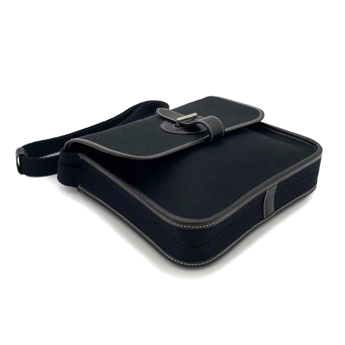 HERMES BUENAVENTURA MINI BLACK TOILE OFFICIER SHOULDER BAG 90251112