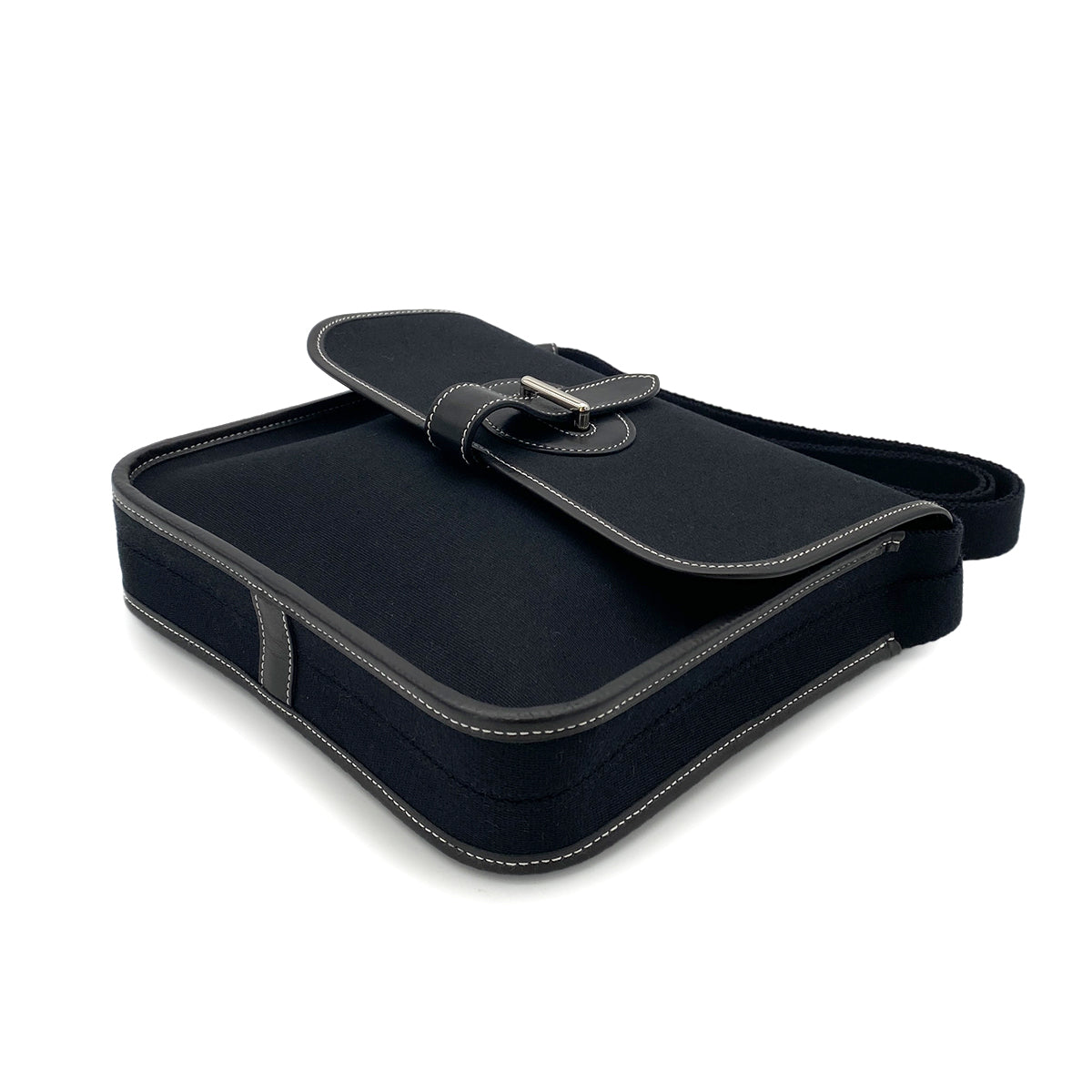 HERMES BUENAVENTURA MINI BLACK TOILE OFFICIER SHOULDER BAG 90251112