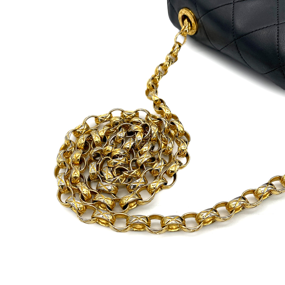 CHANEL VINTAGE BIJOU CHAIN SHOULDER BAG BLACK LAMB SKIN 90251376