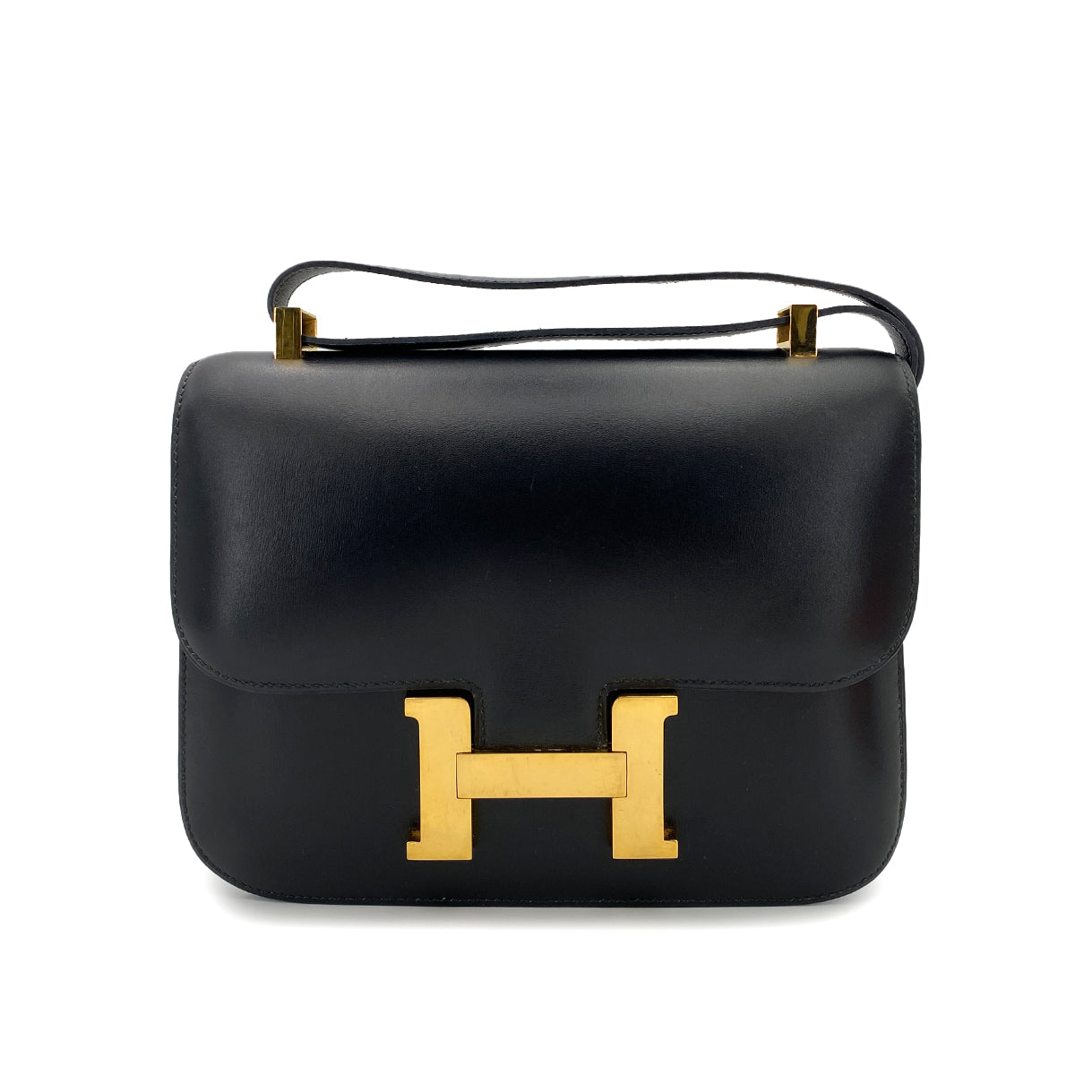 HERMES CONSTANCE BLACK BOXCALF SHOULDER BAG 〇Y GHW 90251382