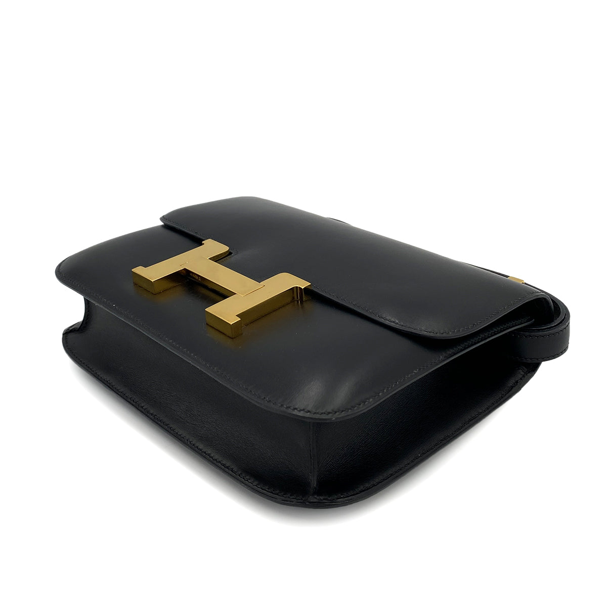 HERMES CONSTANCE BLACK BOXCALF SHOULDER BAG 〇Y GHW 90251382