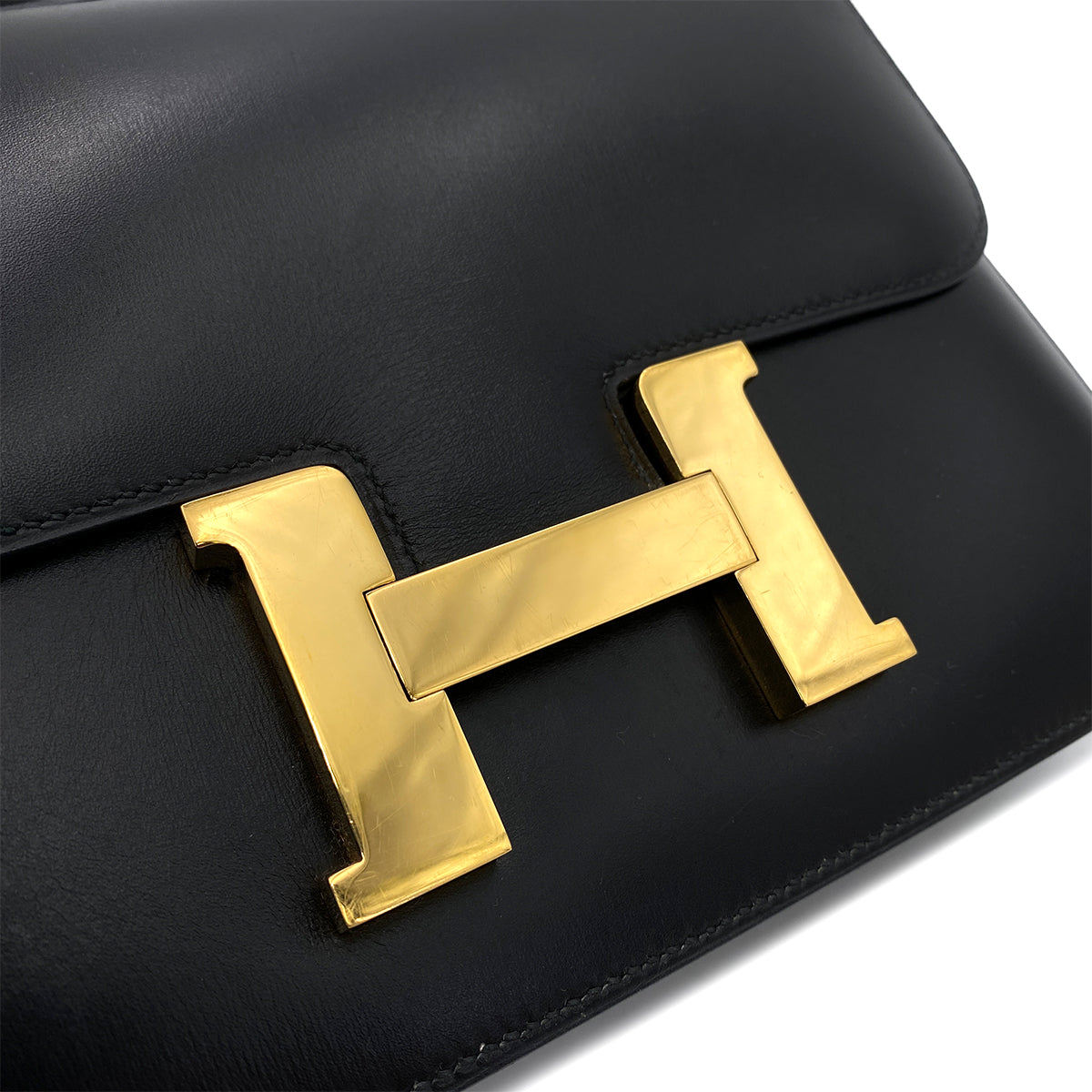 HERMES CONSTANCE BLACK BOXCALF SHOULDER BAG 〇Y GHW 90251382