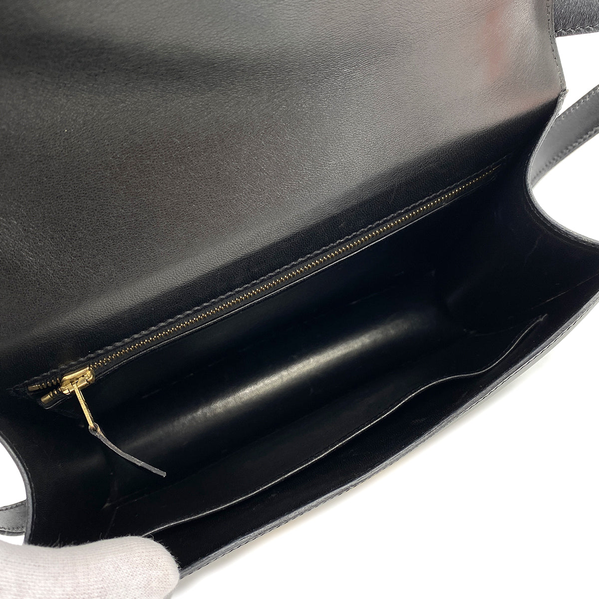 HERMES CONSTANCE BLACK BOXCALF SHOULDER BAG 〇Y GHW 90251382