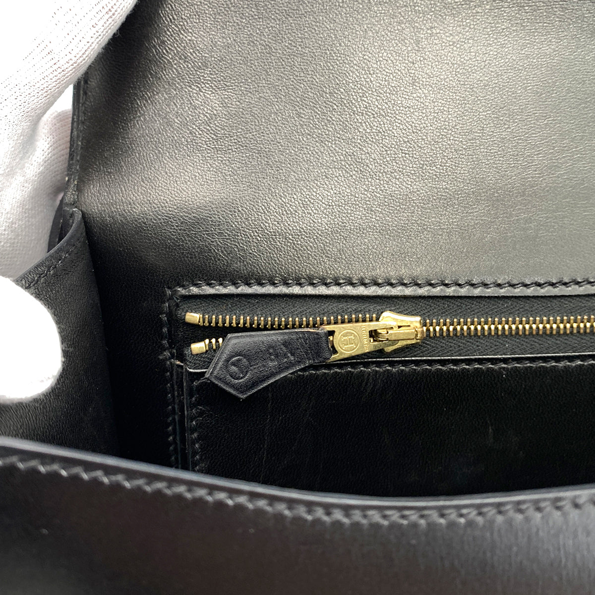 HERMES CONSTANCE BLACK BOXCALF SHOULDER BAG 〇Y GHW 90251382
