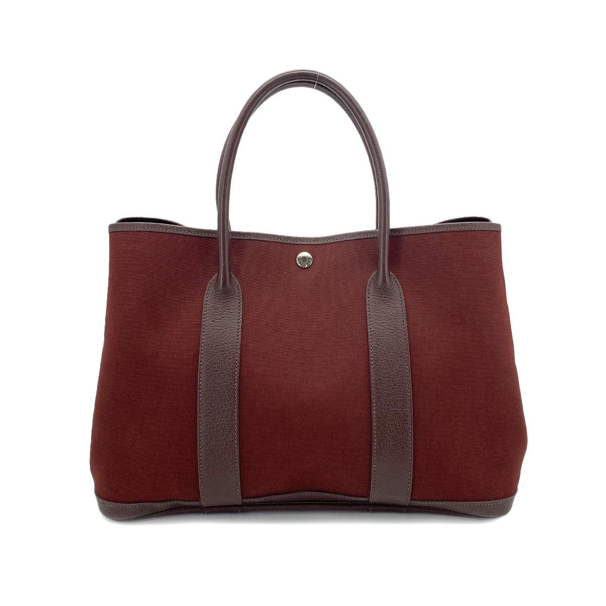 HERMES GARDEN PARTY PM BROWN TYPE TOILE OFFICIER LEATHER TOTE BAG □I 90251392