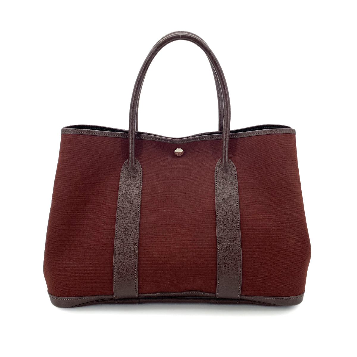 HERMES GARDEN PARTY PM BROWN TYPE TOILE OFFICIER LEATHER TOTE BAG □I 90251392