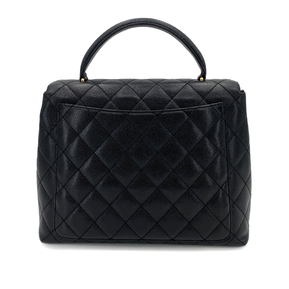 CHANEL VINTAGE MATELASSE HAND BAG BLACK CAVIAR SKIN 90251691