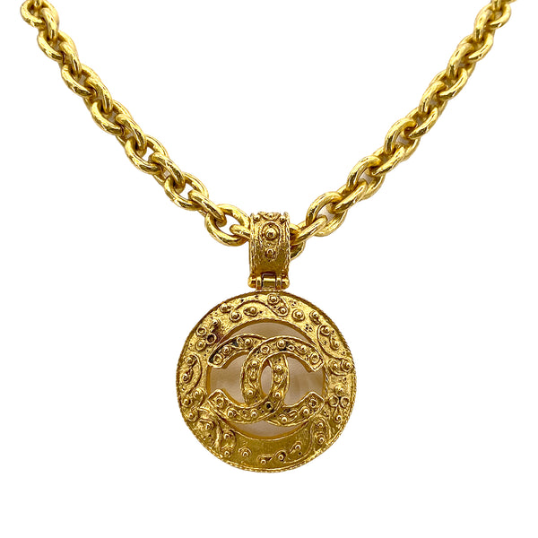 CHANEL VINTAGE NECKLACE COCOMARK ROUND ACCESSORY 94A 90251827 - PURPOSE