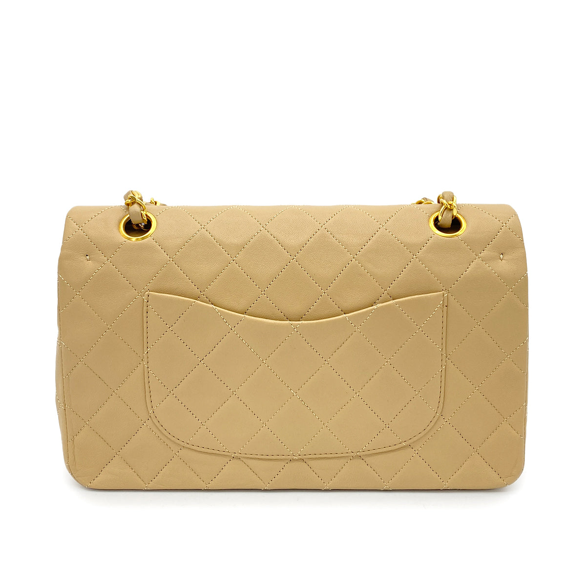 CHANEL CLASSIC FLAP MEDIUM CHAIN SHOULDER BAG BEIGE LAMB SKIN 90251834