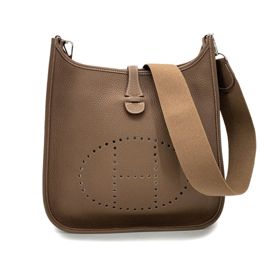 HERMES EVELYNE PM ETOUPE TAURILLON CLEMENCE SHOULDER BAG □P 90251841