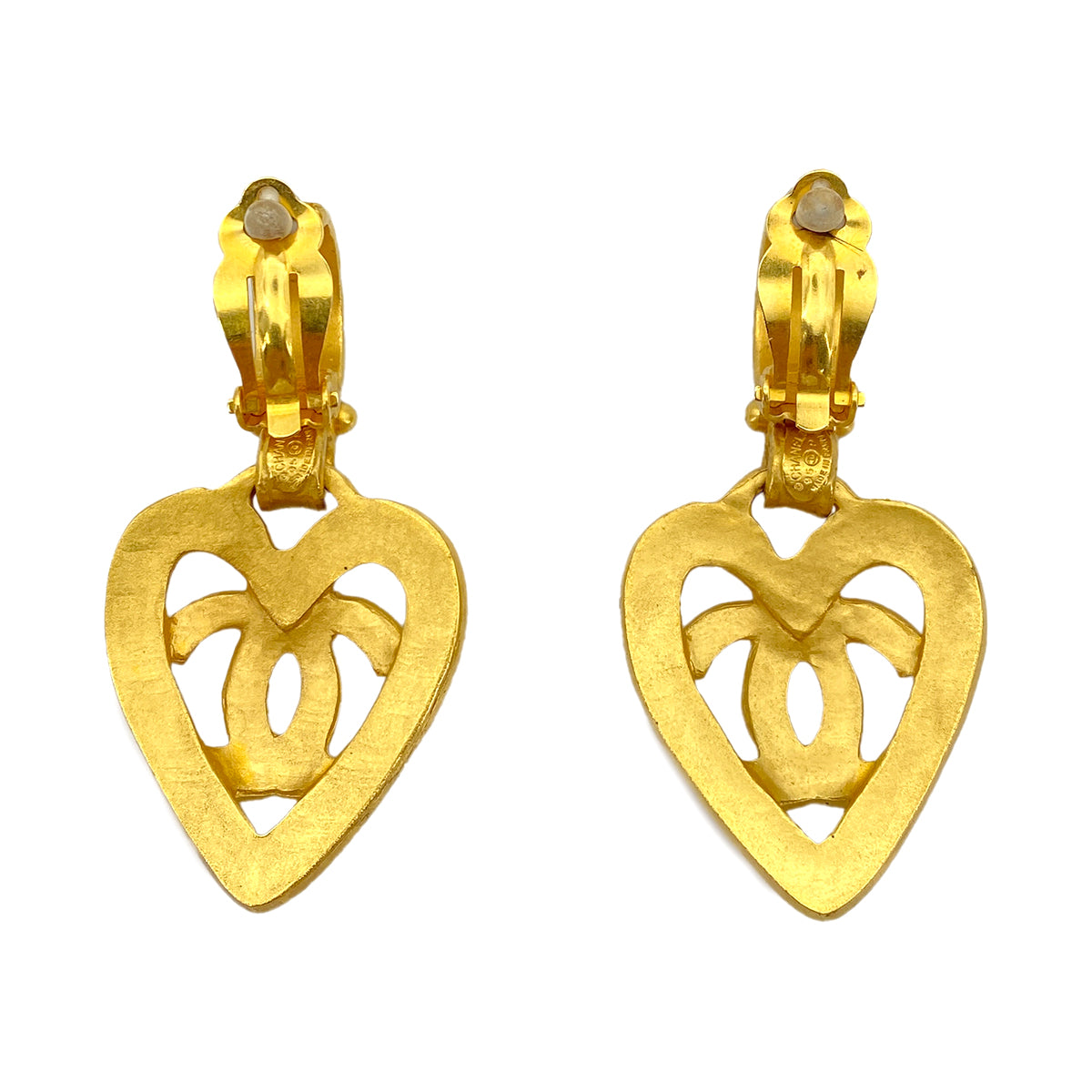 CHANEL VINTAGE EARRINGS HEART COCOMARK ACCESSORY 95P 90251851