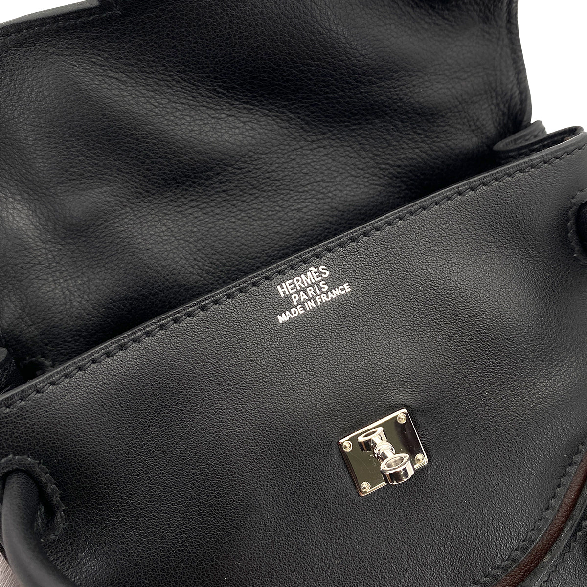 HERMES KELLY DOLL BLACK BROWN VEAU GULLIVER HAND BAG □D 90251951