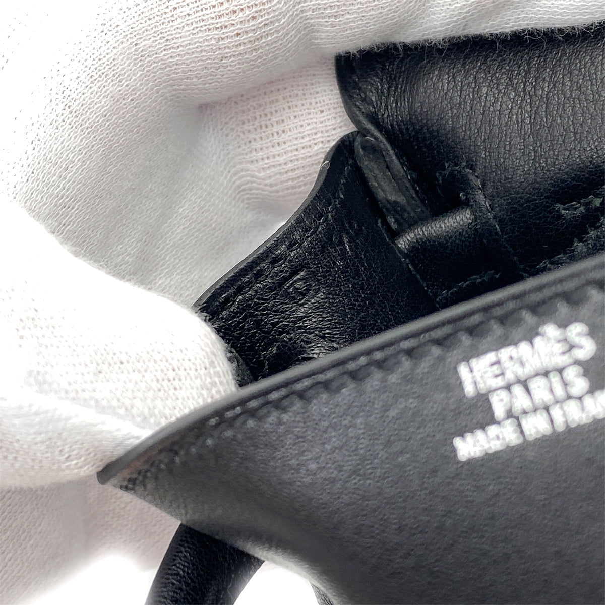 HERMES KELLY DOLL BLACK BROWN VEAU GULLIVER HAND BAG □D 90251951