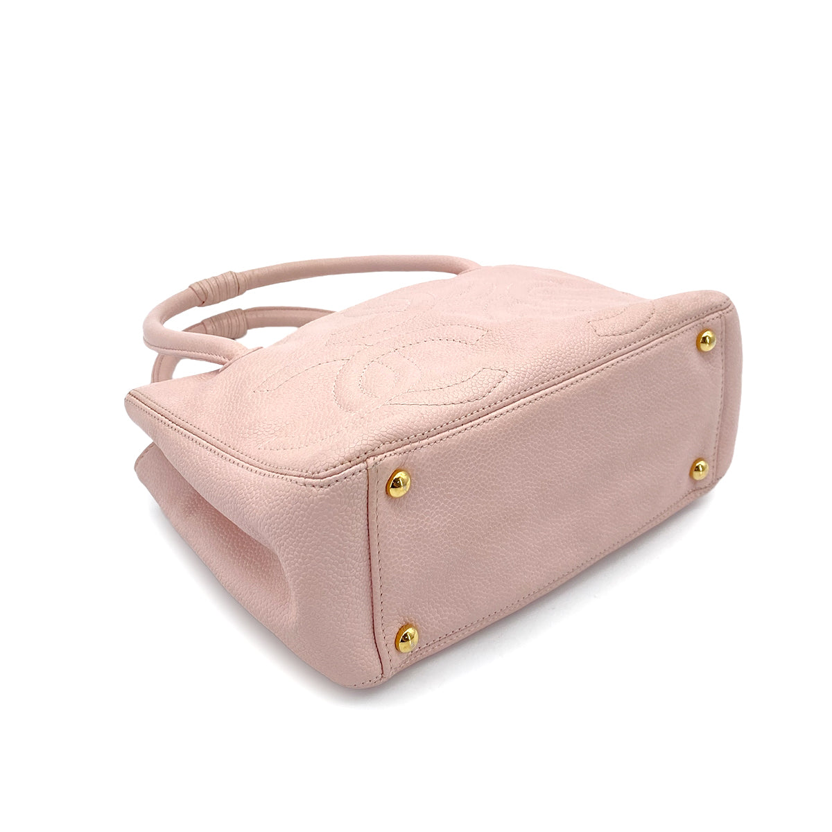 CHANEL VINTAGE TRIPLE COCOMARK HAND BAG LIGHTPINK CAVIAR SKIN 90251960