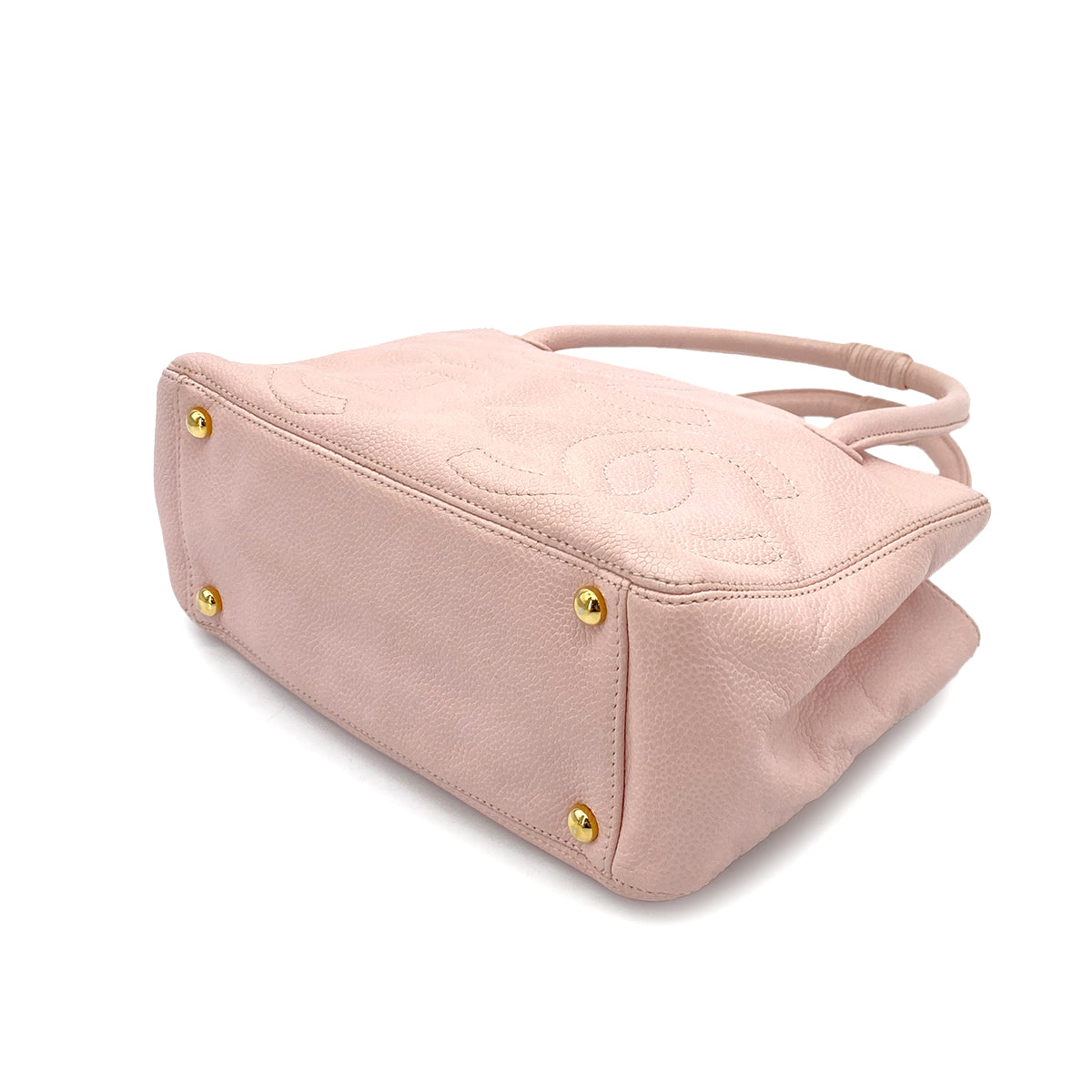 CHANEL VINTAGE TRIPLE COCOMARK HAND BAG LIGHTPINK CAVIAR SKIN 90251960