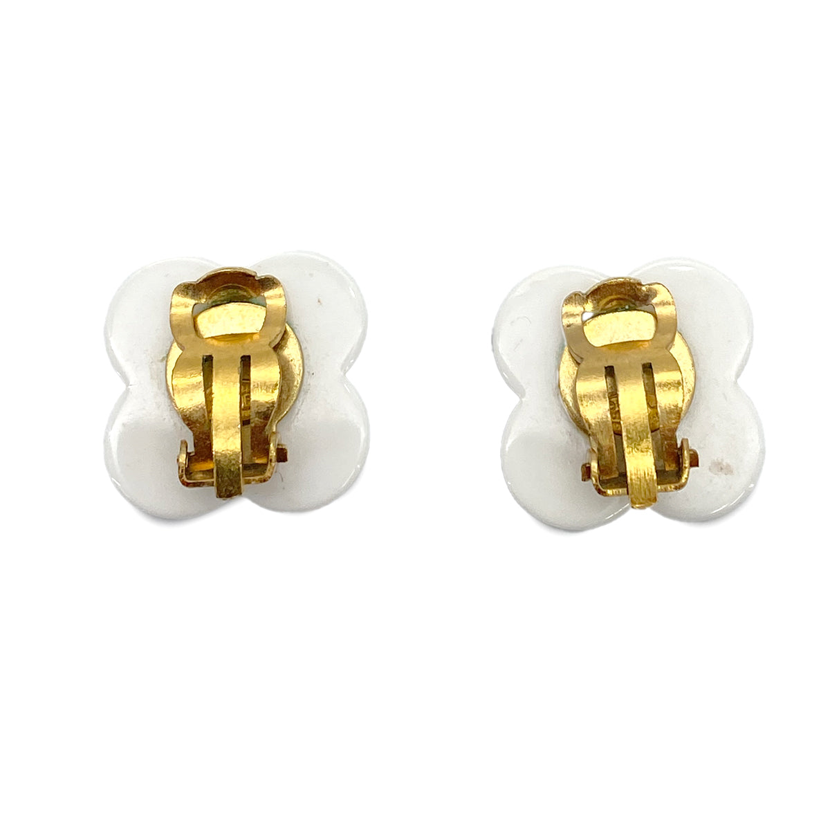 CHANEL VINTAGE EARRINGS CAMELLIA WHITE ACCESSORY 02P 90251975