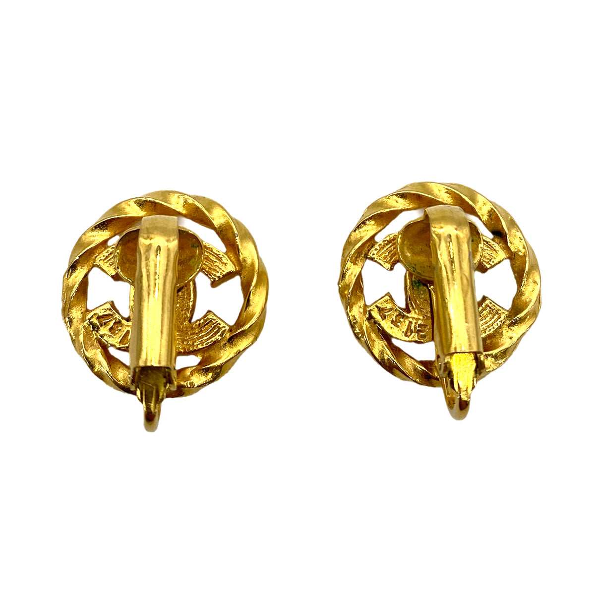 CHANEL VINTAGE EARRINGS ROUND COCOMARK RHINESTONE ACCESSORY 90251978
