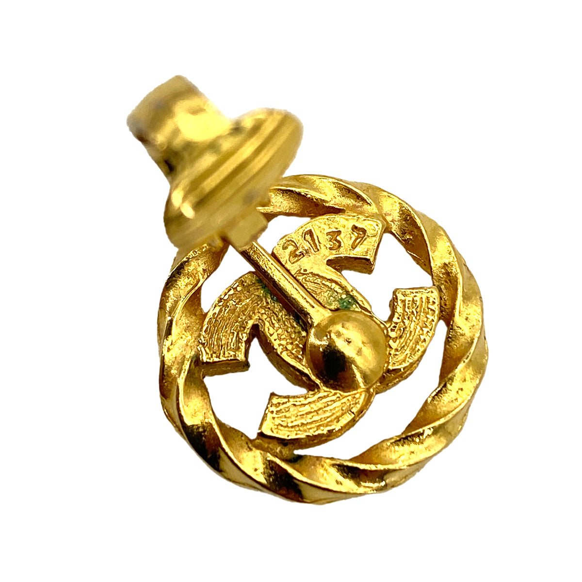 CHANEL VINTAGE EARRINGS ROUND COCOMARK RHINESTONE ACCESSORY 90251978