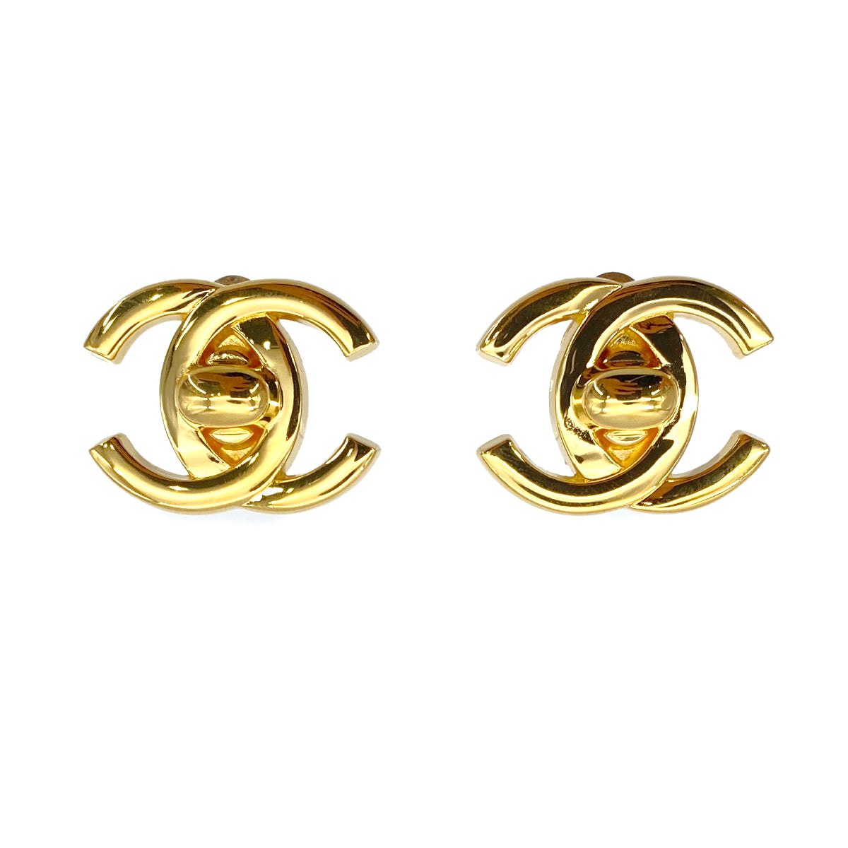 CHANEL VINTAGE EARRINGS TURN LOCK ACCESSORY 95A 90261273