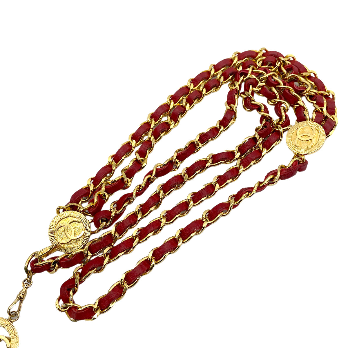 CHANEL VINTAGE CHAIN BELT LEATHER COCOMARK ACCESSORY 90251996