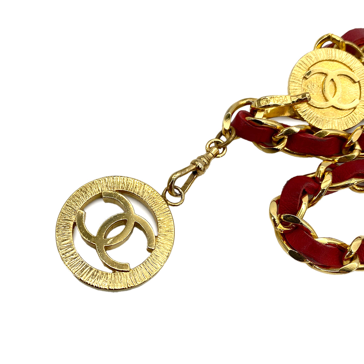 CHANEL VINTAGE CHAIN BELT LEATHER COCOMARK ACCESSORY 90251996