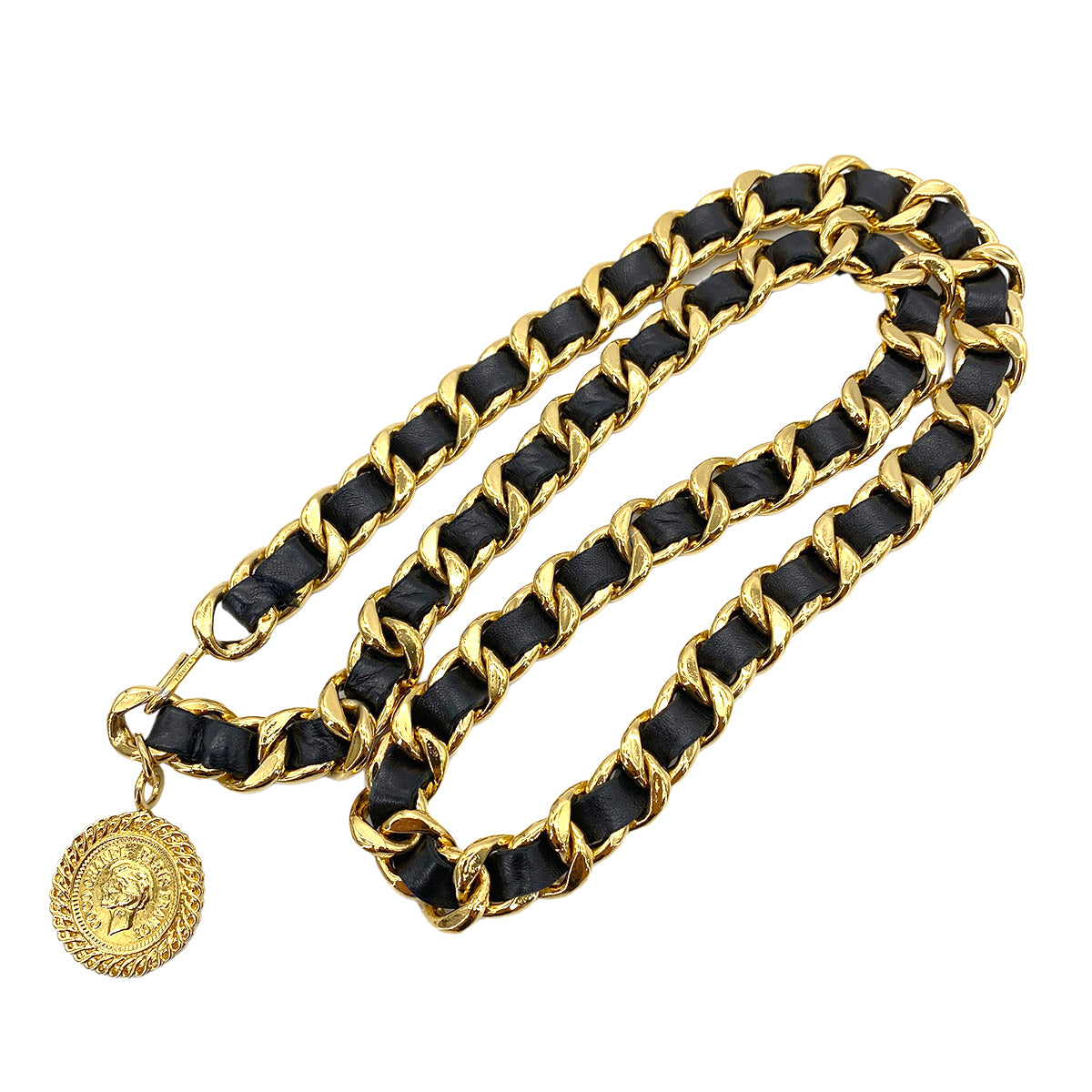 CHANEL VINTAGE CHAIN BELT LEATHER COCOMARK ACCESSORY 90251997