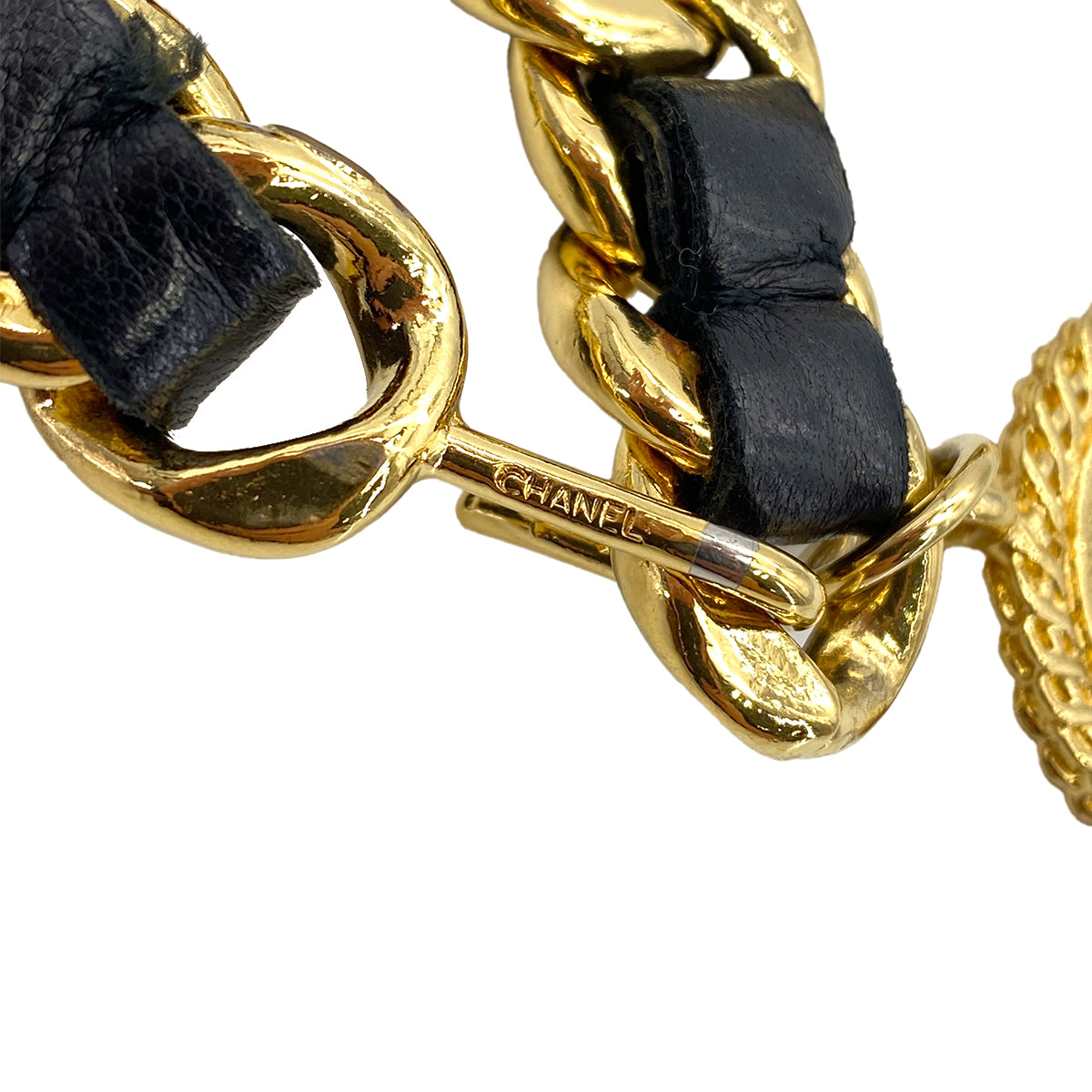 CHANEL VINTAGE CHAIN BELT LEATHER COCOMARK ACCESSORY 90251997