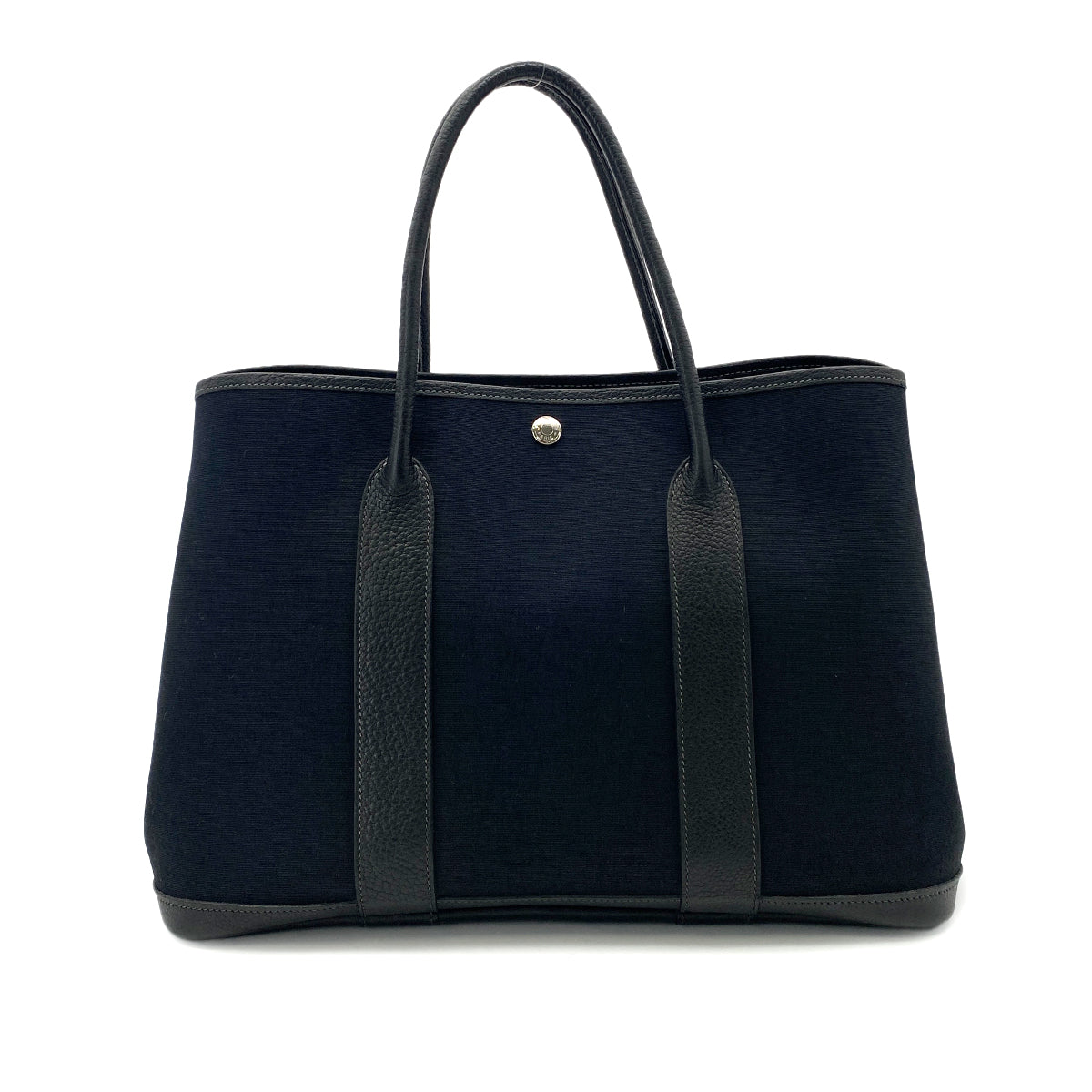 HERMES GARDEN PARTY PM BLACK TOILE OFFICIER HAND BAG □H 90252004