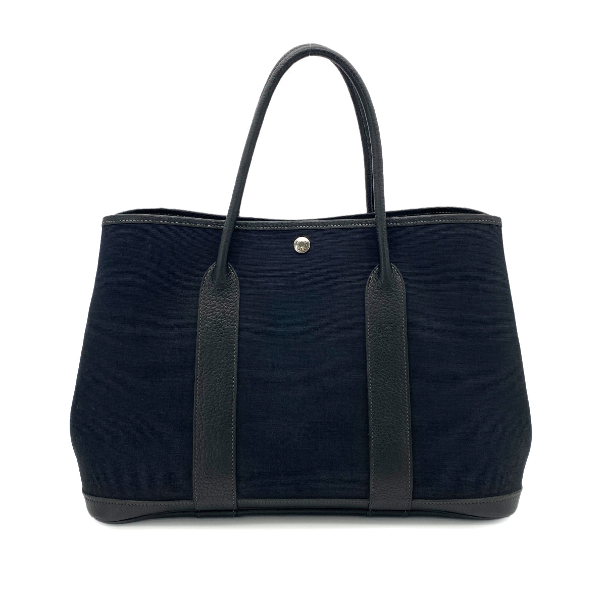 HERMES GARDEN PARTY PM BLACK TOILE OFFICIER HAND BAG □H 90252004