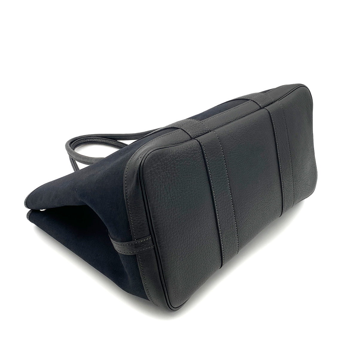 HERMES GARDEN PARTY PM BLACK TOILE OFFICIER HAND BAG □H 90252004