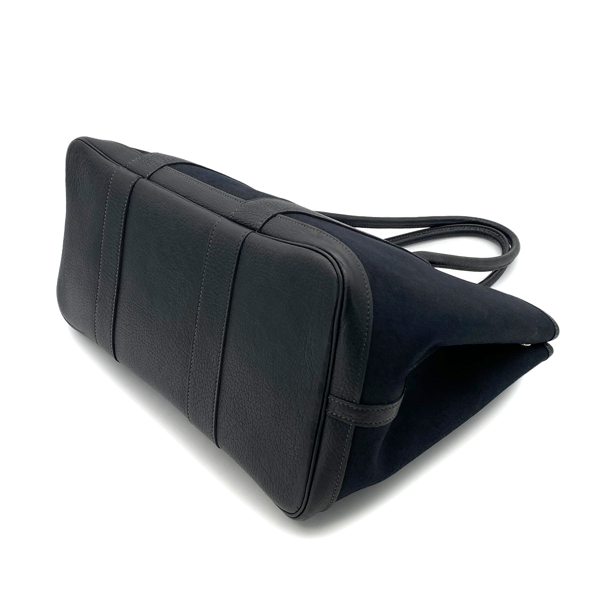 HERMES GARDEN PARTY PM BLACK TOILE OFFICIER HAND BAG □H 90252004