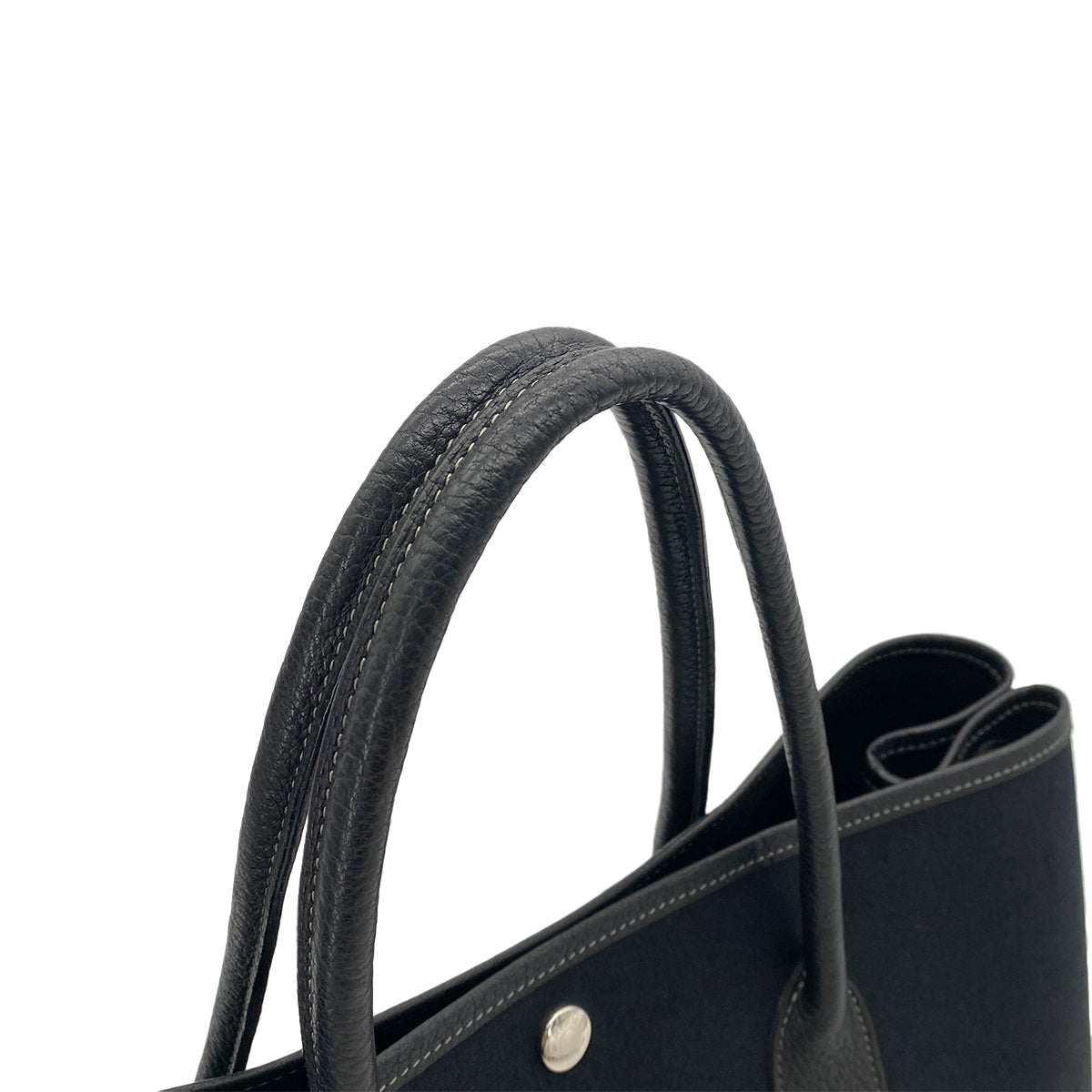 HERMES GARDEN PARTY PM BLACK TOILE OFFICIER HAND BAG □H 90252004
