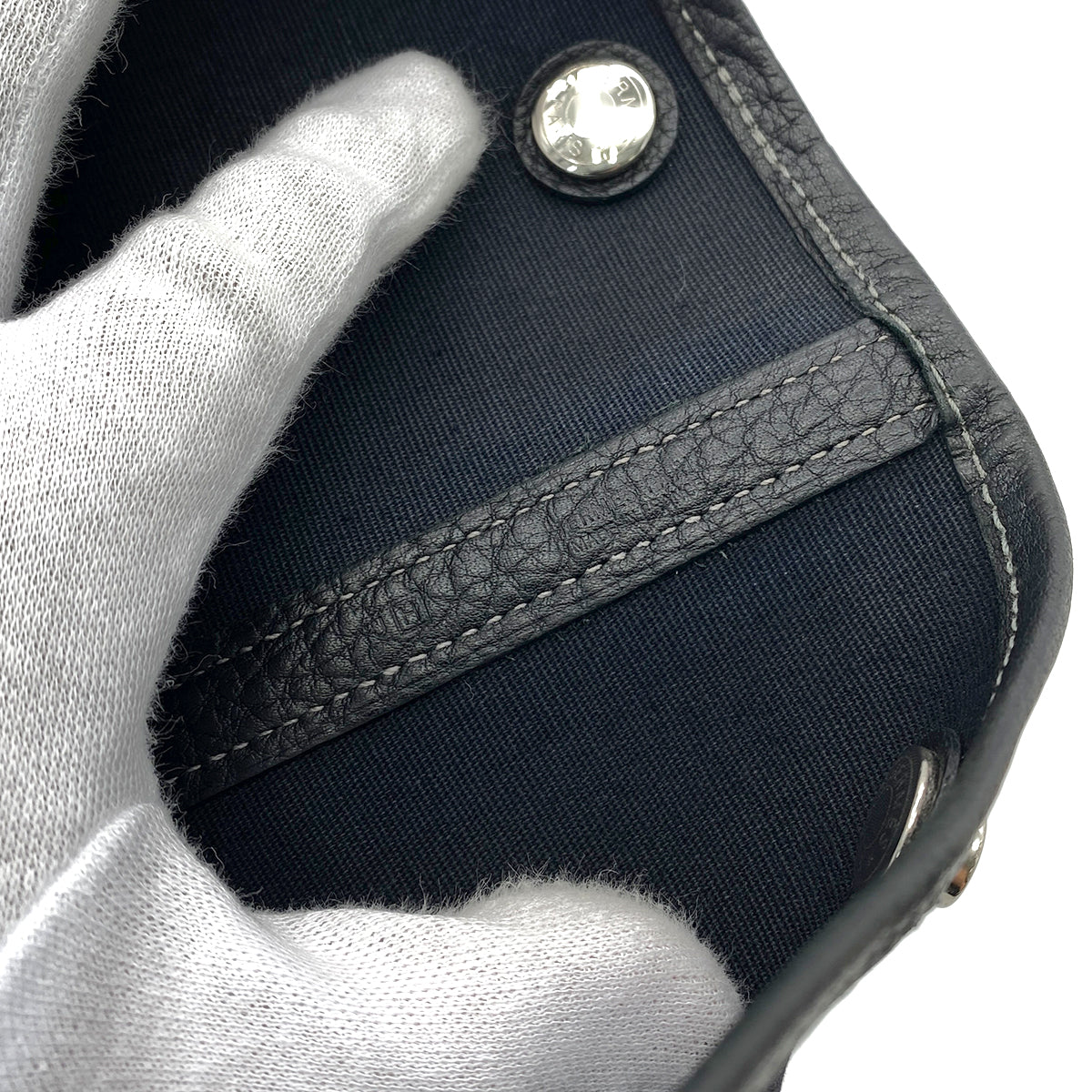 HERMES GARDEN PARTY PM BLACK TOILE OFFICIER HAND BAG □H 90252004