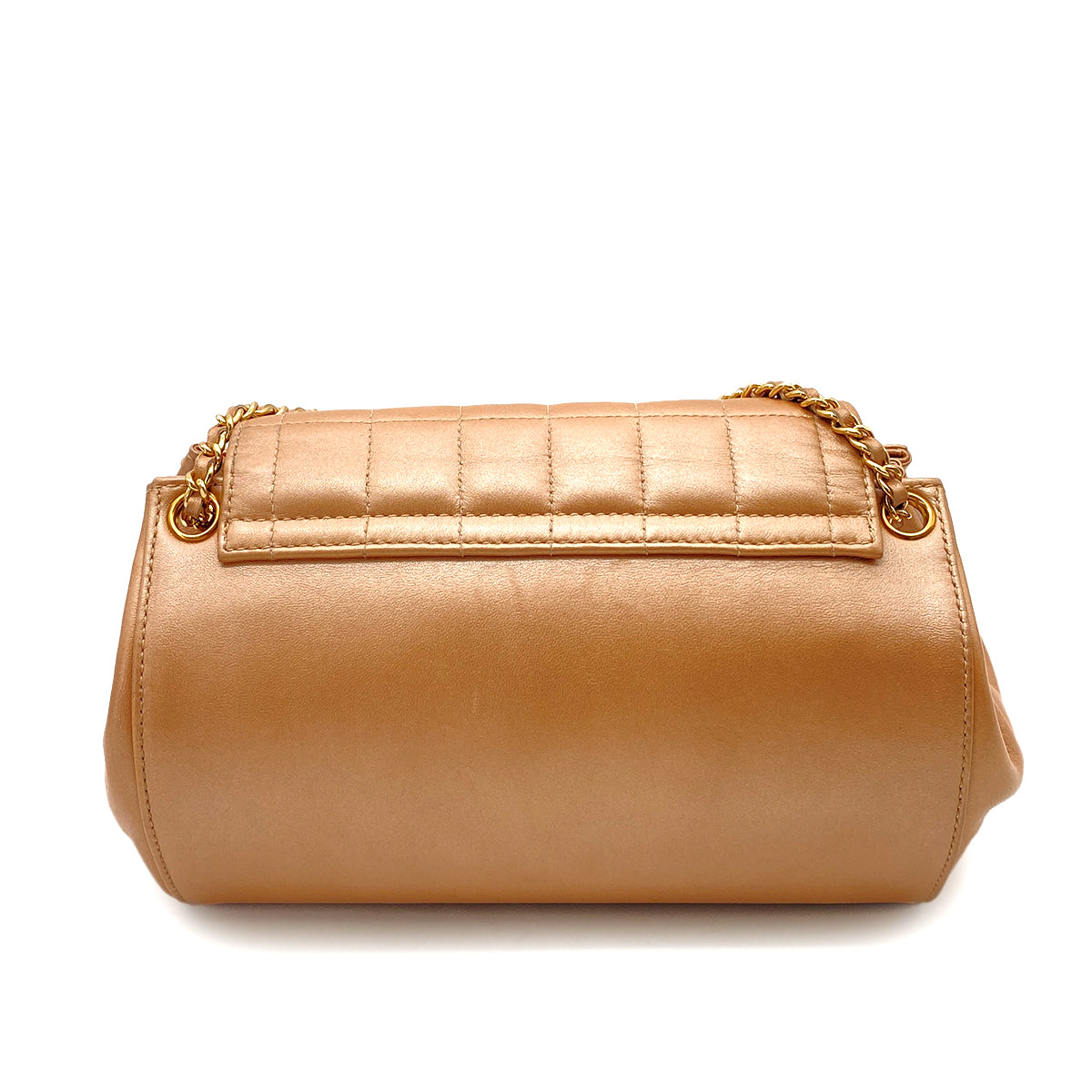 CHANEL VINTAGE 2.55 CHOCOLATE BAR CHAIN SHOULDER BAG PINK BEIGE LAMB SKIN 90252021