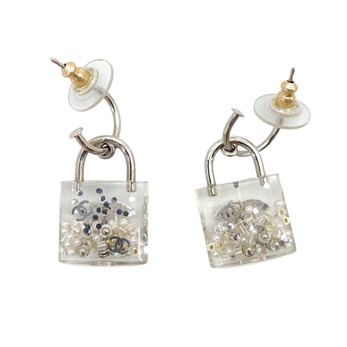 CHANEL LOCK MOTIF EARRINGS COCOMARK ACCESSORY 14K 90252538
