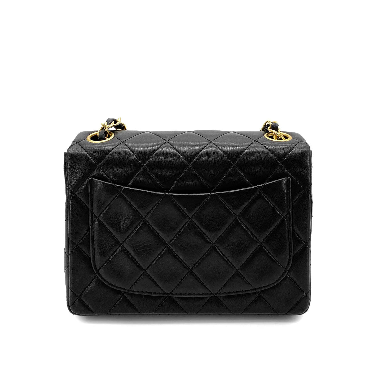 CHANEL VINTAGE MINI SQUARE 17 CHAIN SHOULDER BAG BLACK LAMB SKIN 90252542