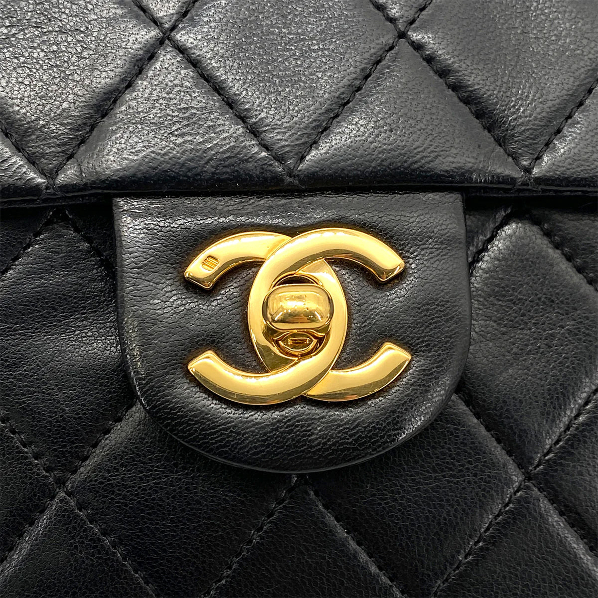 CHANEL VINTAGE MINI SQUARE 17 CHAIN SHOULDER BAG BLACK LAMB SKIN 90252542