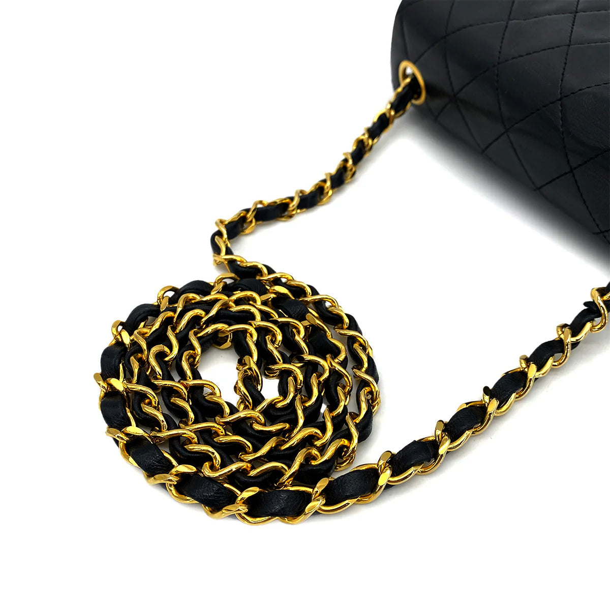 CHANEL VINTAGE MINI SQUARE 17 CHAIN SHOULDER BAG BLACK LAMB SKIN 90252542