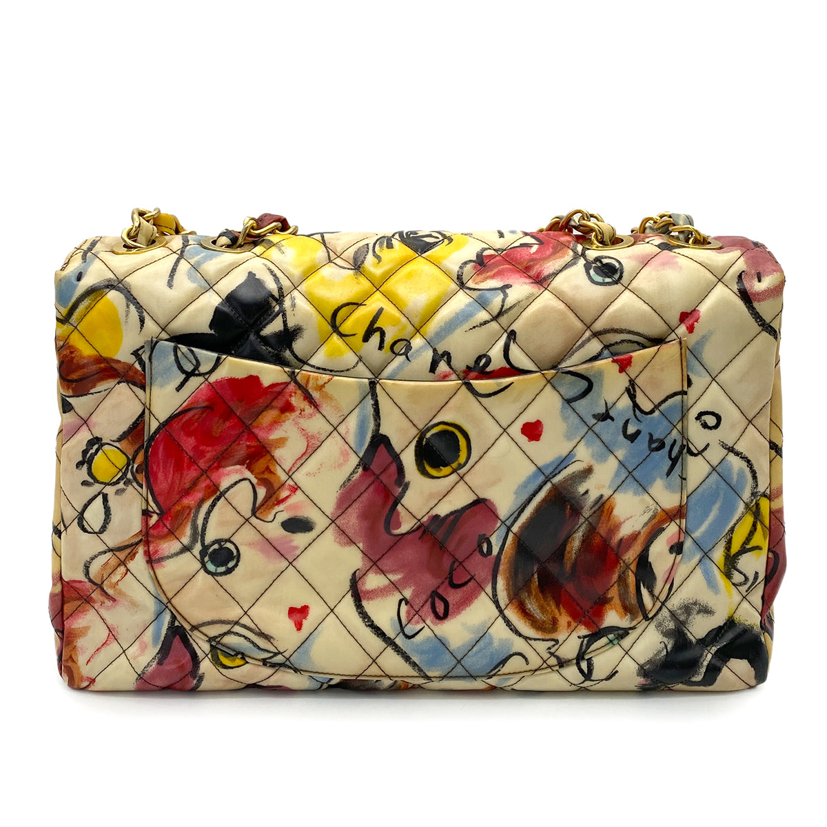 CHANEL VINTAGE MAXI MATELASSE 34 CHAIN SHOULDER BAG MULTICOLOR PVC HAWAI LIMITED 90252547