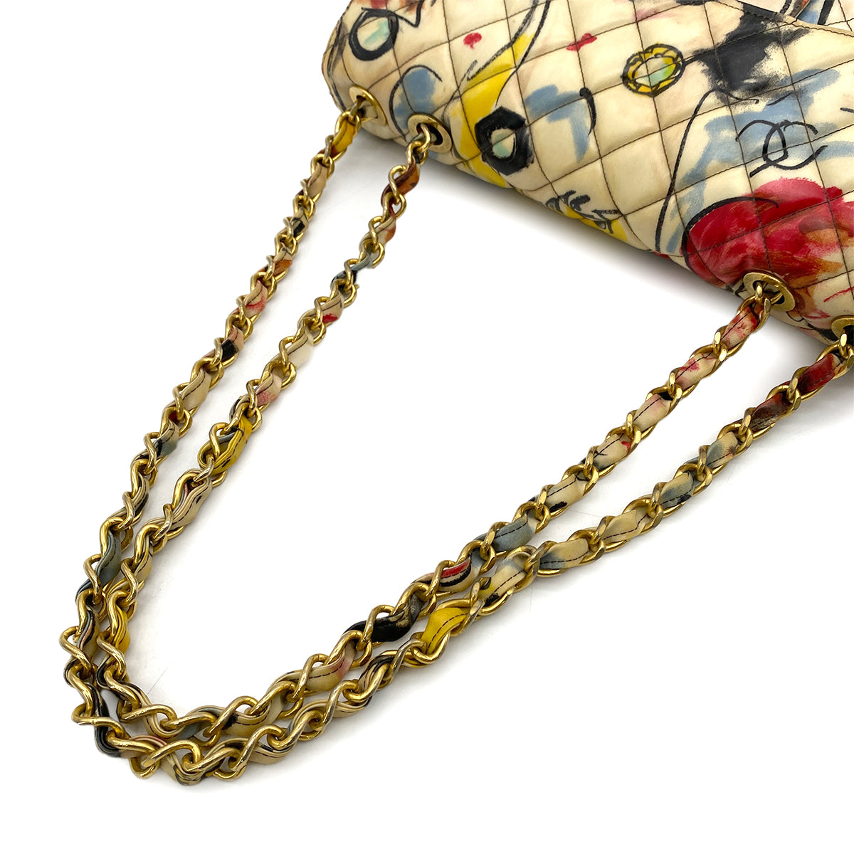 CHANEL VINTAGE MAXI MATELASSE 34 CHAIN SHOULDER BAG MULTICOLOR PVC HAWAI LIMITED 90252547