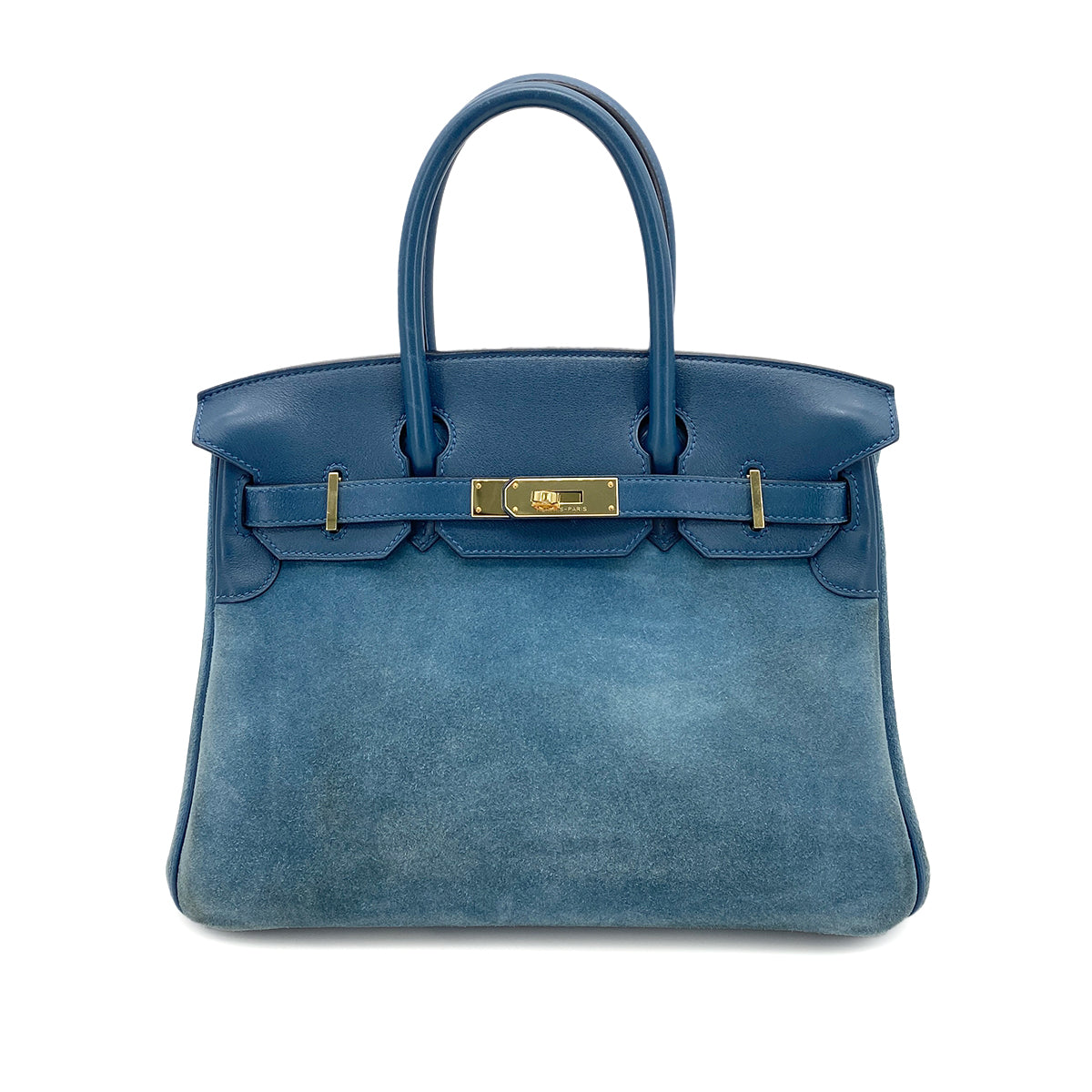 HERMES BIRKIN 30 BLUE THALASSA DEEP BLUE GRIZZLY SWIFT HAND BAG □P GHW 90252580