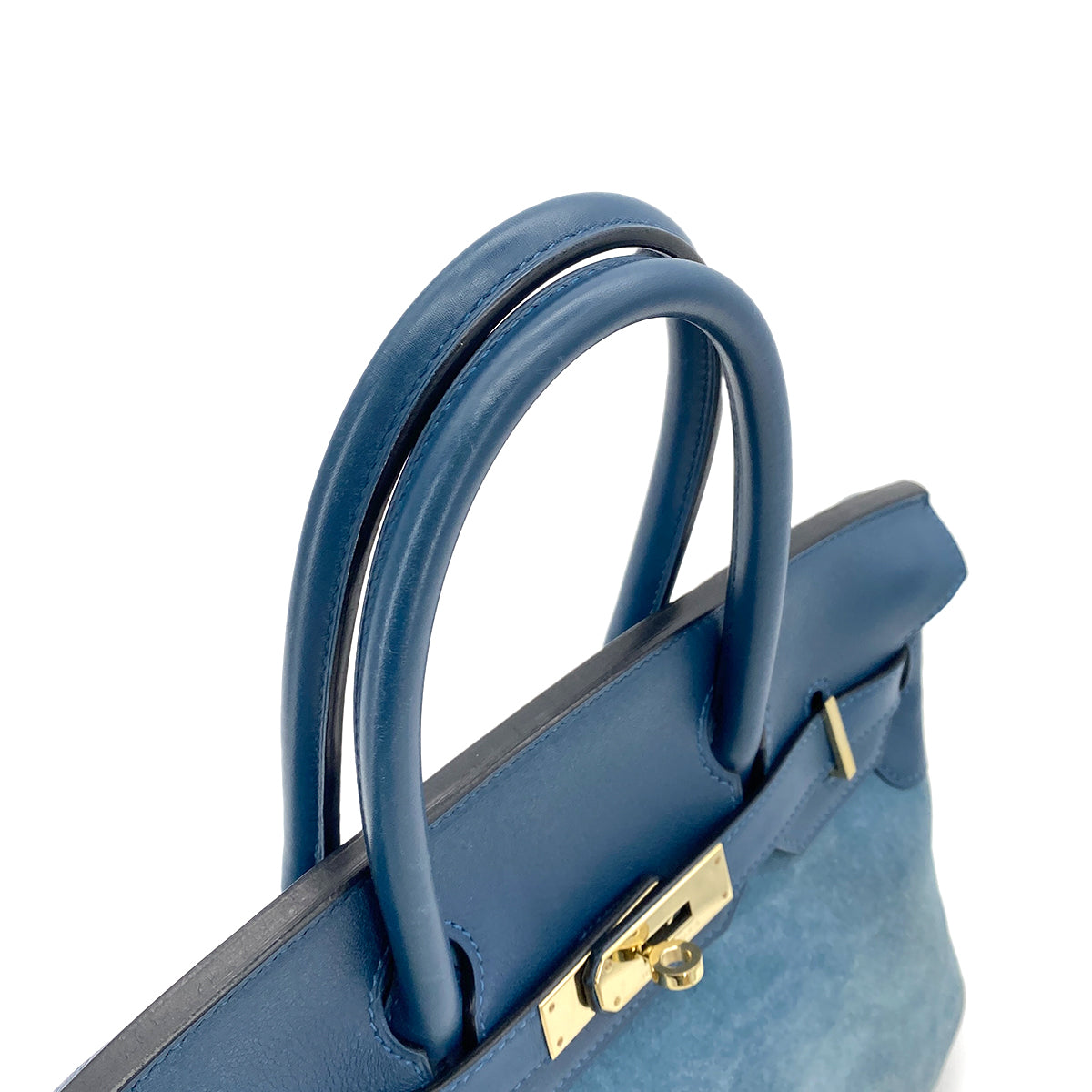 HERMES BIRKIN 30 BLUE THALASSA DEEP BLUE GRIZZLY SWIFT HAND BAG □P GHW 90252580