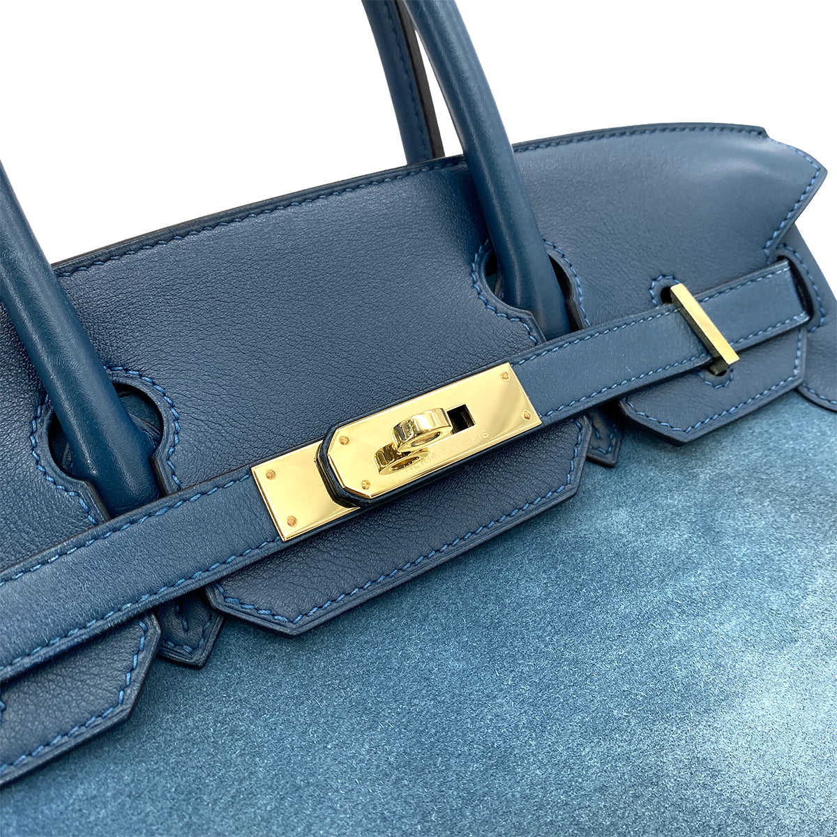 HERMES BIRKIN 30 BLUE THALASSA DEEP BLUE GRIZZLY SWIFT HAND BAG □P GHW 90252580