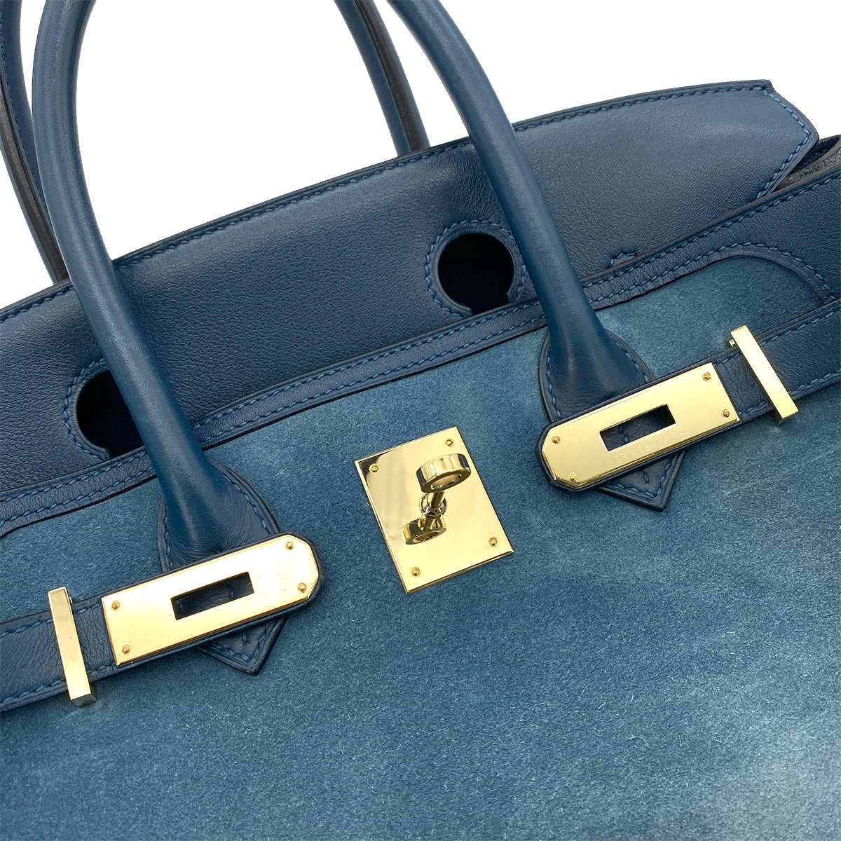 HERMES BIRKIN 30 BLUE THALASSA DEEP BLUE GRIZZLY SWIFT HAND BAG □P GHW 90252580