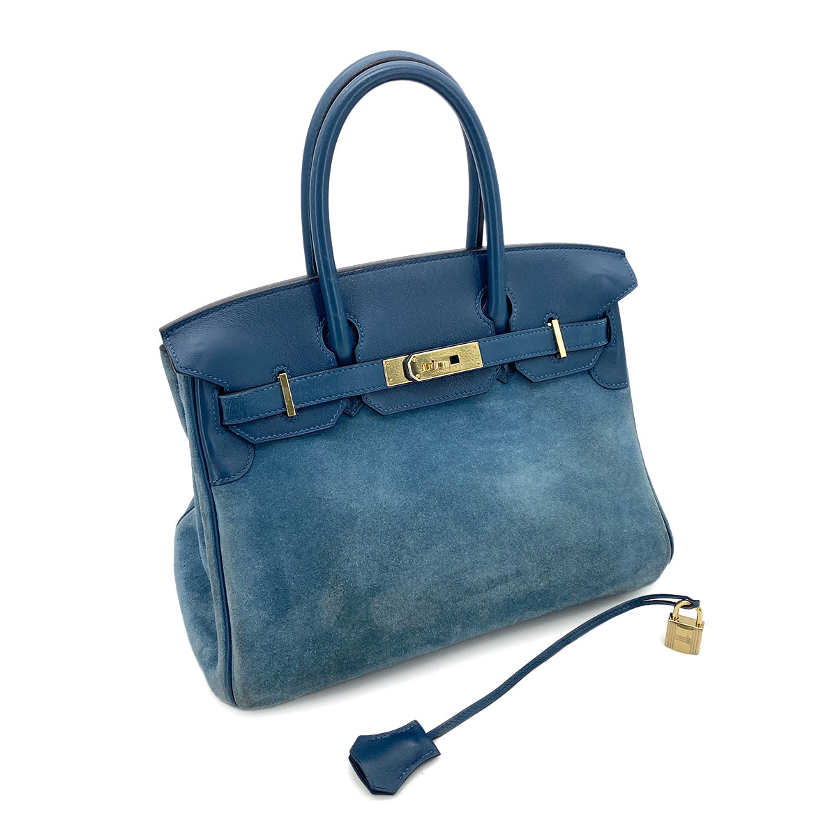 HERMES BIRKIN 30 BLUE THALASSA DEEP BLUE GRIZZLY SWIFT HAND BAG □P GHW 90252580