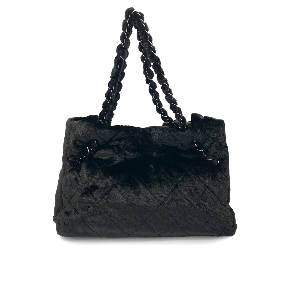 CHANEL CAMELLIA CHAIN TOTE BAG BLACK FANTASY FUR 90252968