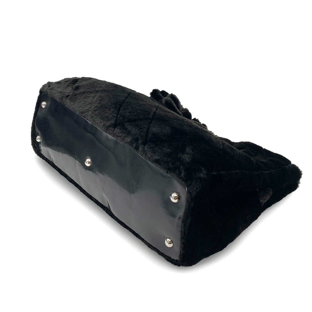 CHANEL CAMELLIA CHAIN TOTE BAG BLACK FANTASY FUR 90252968