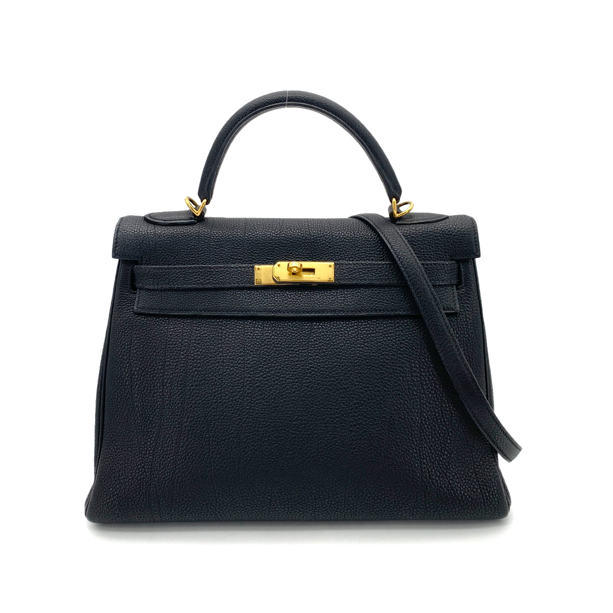 HERMES KELLY 32 RETOURNE BLACK TOGO HAND SHOULDER BAG □G GHW 90252973