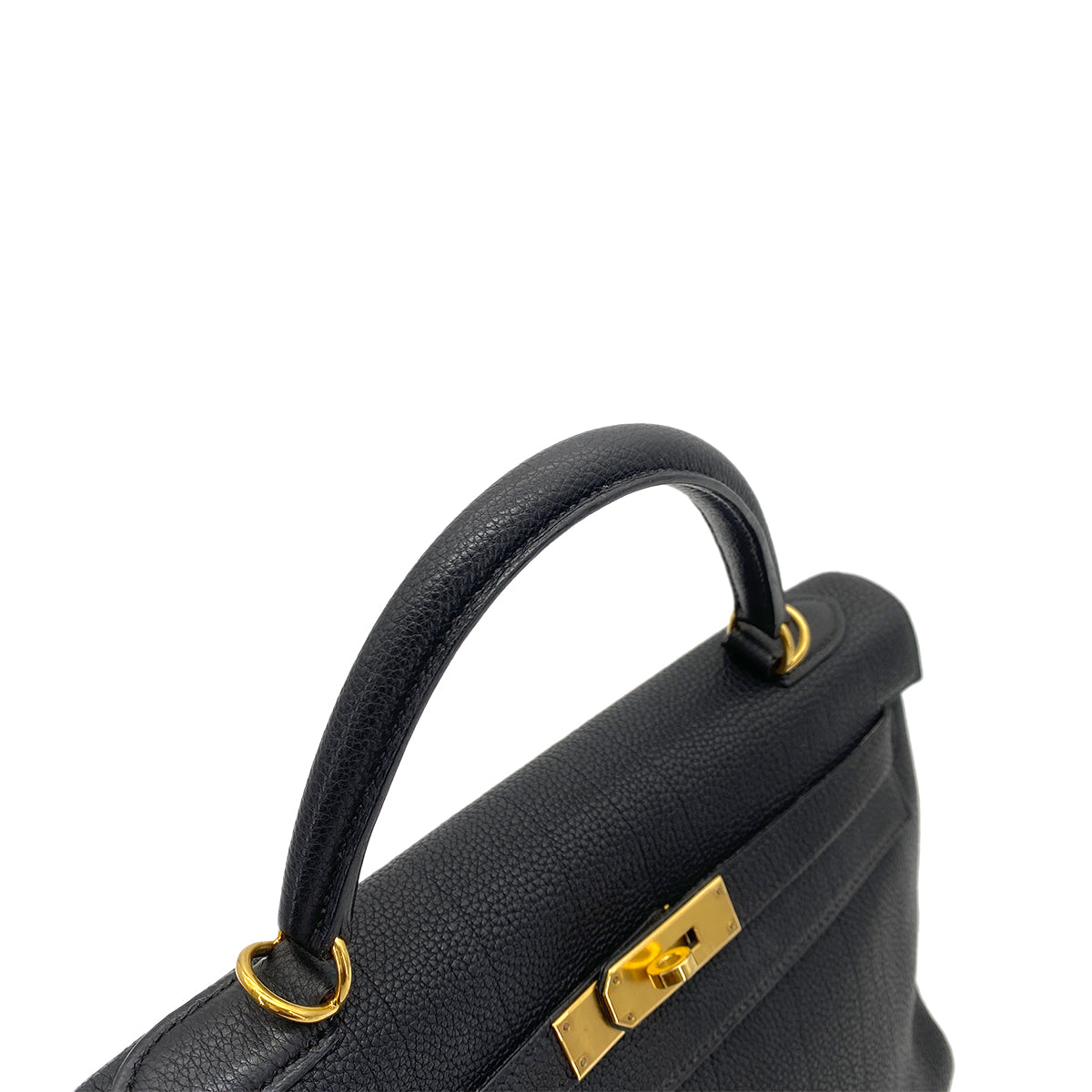 HERMES KELLY 32 RETOURNE BLACK TOGO HAND SHOULDER BAG □G GHW 90252973